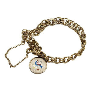 Hoffman Sterling Bird Charm on Designer 12kt Gold Filling Chain Link Bracelet